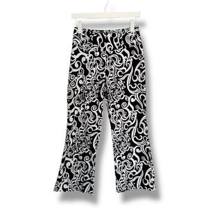 Vintage Y2K Black & White Patterned Stretch Cotton Capri Pants sz 4 Mesmerize